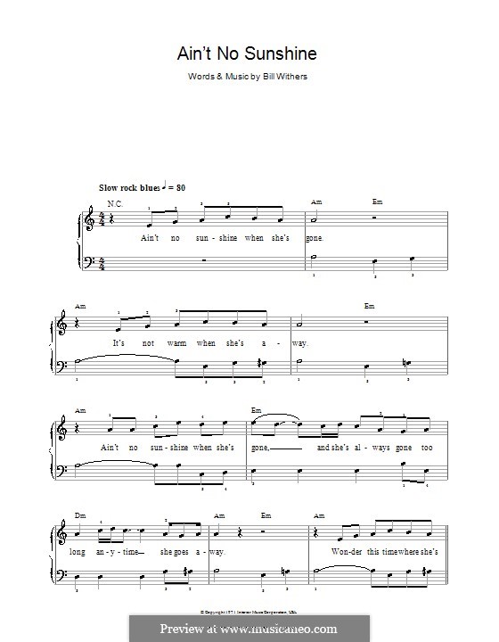 Ain't No Sunshine: Для начинающего пианиста by Bill Withers