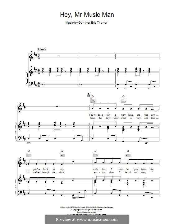 Hey, Mr Music Man (Peters & Lee): Для голоса и фортепиано (или гитары) by Gunther-Eric Thoner