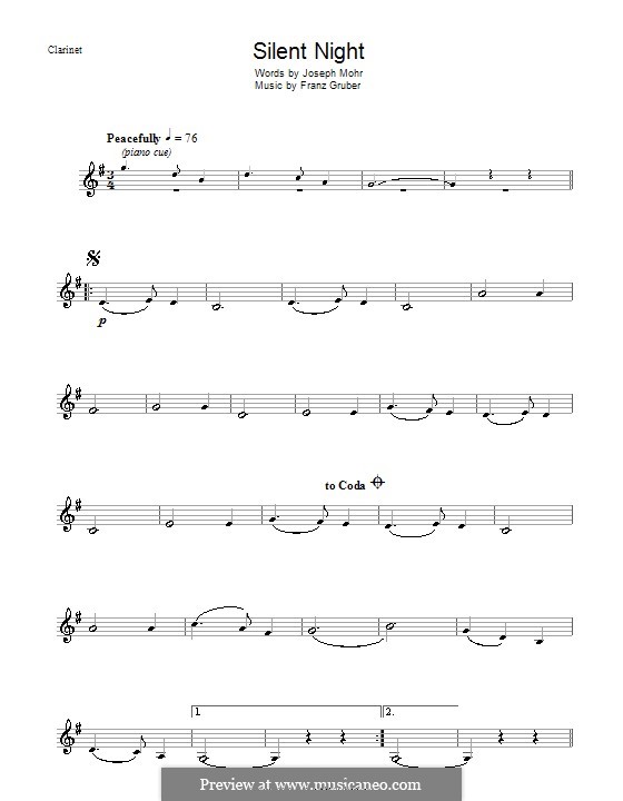 Solo instrument version (various): Для кларнета by Франц Ксавьер Грубер