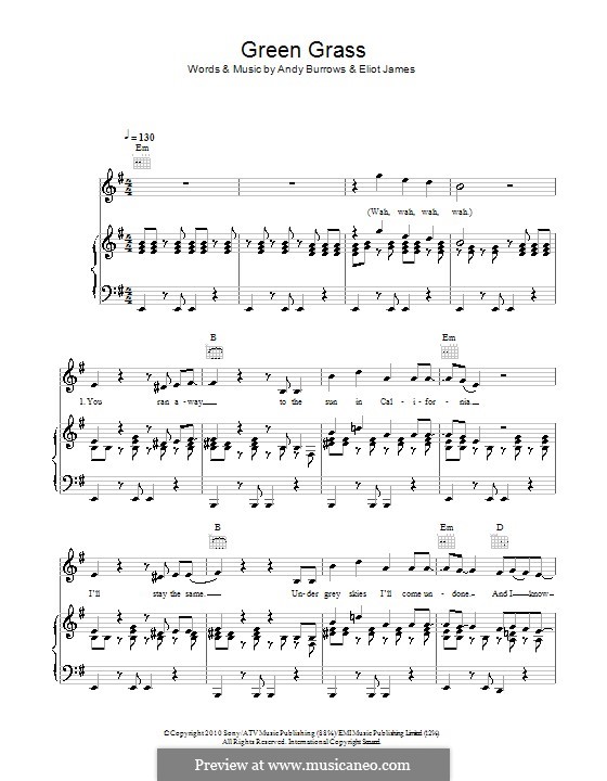 Green Grass (I am Arrows): Для голоса и фортепиано (или гитары) by Andy Burrows, Eliot James