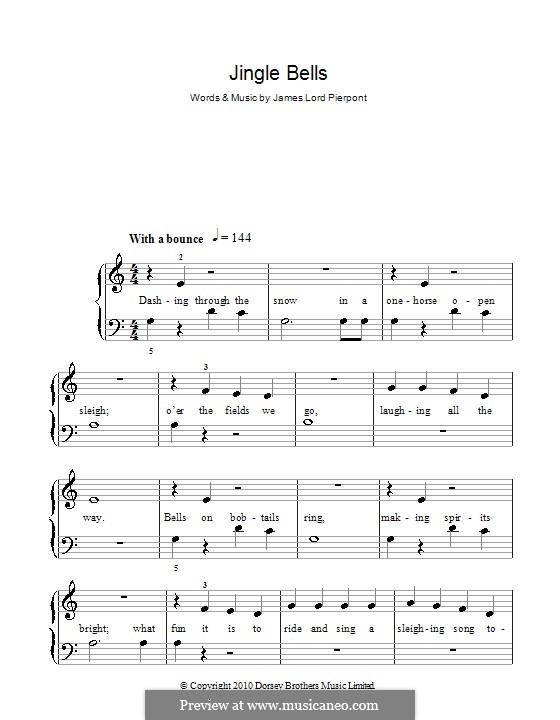 Piano version (printable scores): С аппликатурой by James Lord Pierpont