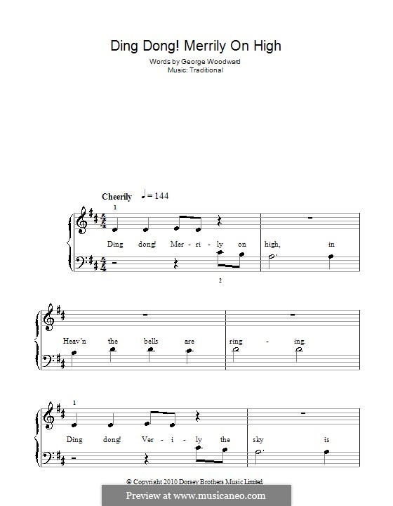Ding Dong! Merrily on High (Printable Scores): Для фортепиано (легкий уровень) by folklore