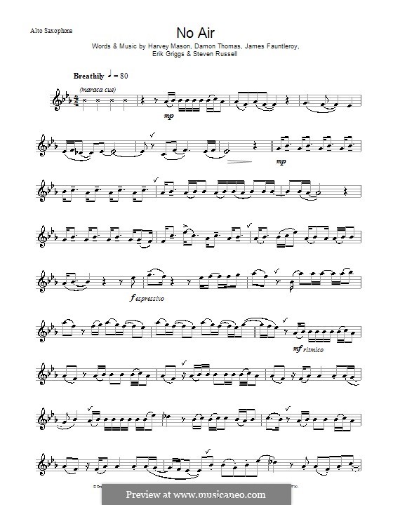 No Air (Jordin Sparks duet with Chris Brown): Для альтового саксофона by Damon E. Thomas, Erik Griggs, Harvey Mason Jr., James Fauntleroy II, Steven Russell