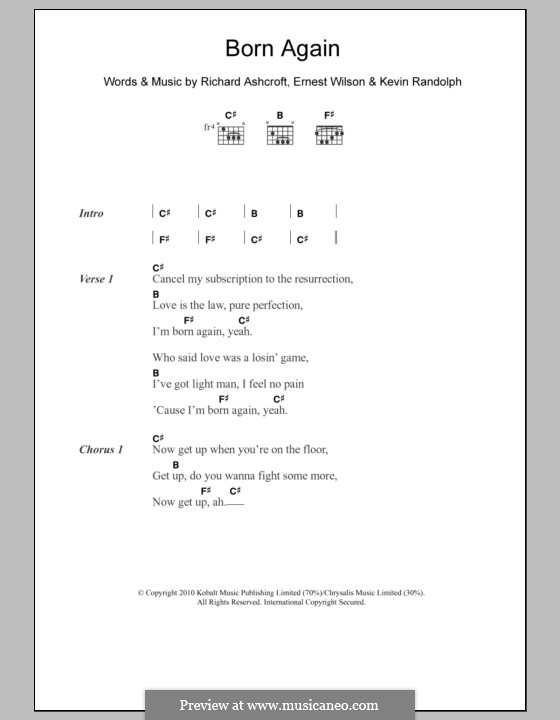 Born Again (RPA & The United Nations of Sound): Текст, аккорды by Ernest Wilson, Kevin Randolph, Richard Ashcroft