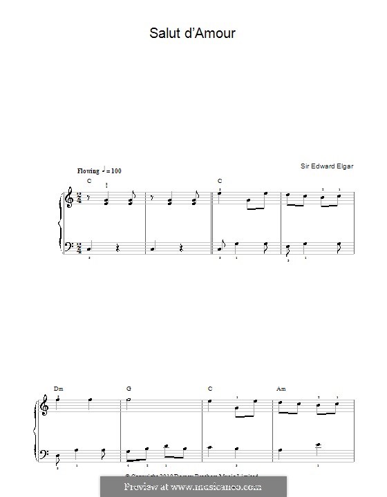 Любовное приветствие, Op.12: Для начинающего пианиста by Эдуард Элгар