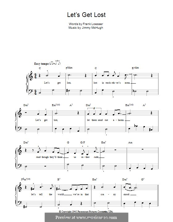 Let's Get Lost (Chet Baker): Для фортепиано (легкий уровень) by Jimmy McHugh