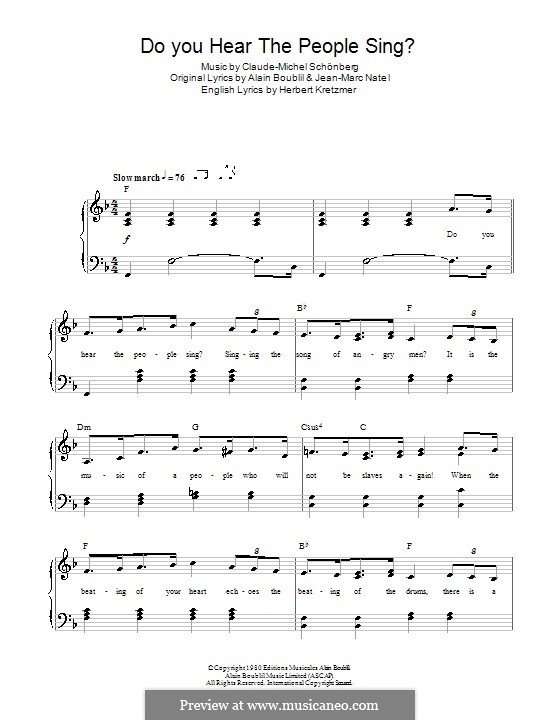 Do You Hear the People Sing: Для фортепиано (легкий уровень) by Claude-Michel Schönberg