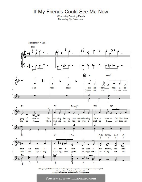 If My Friends Could See Me Now (from Sweet Charity): Для фортепиано (легкий уровень) by Cy Coleman