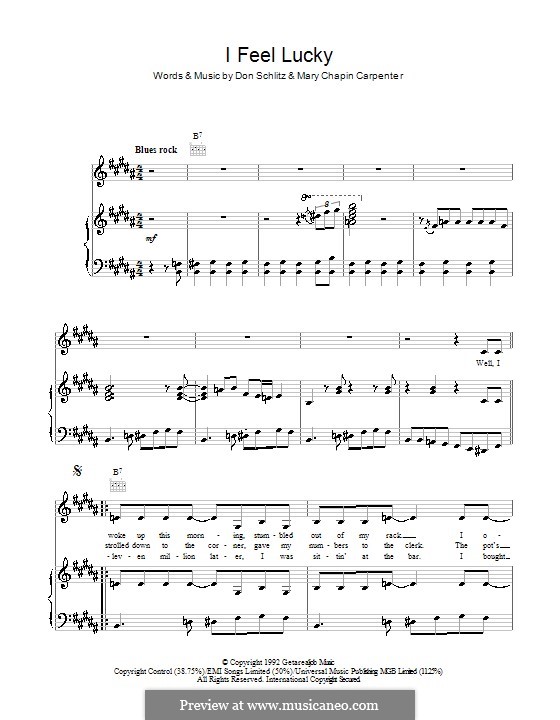 I Feel Lucky: Для голоса и фортепиано (или гитары) by Don Schlitz, Mary Cha...