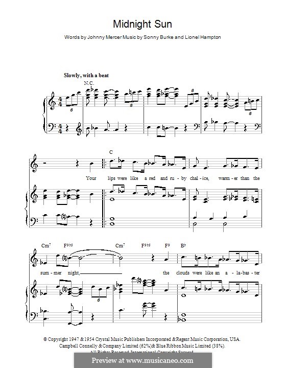 Midnight Sun: Для голоса и фортепиано (или гитары) by Johnny Mercer, Lionel Hampton, Sonny Burke