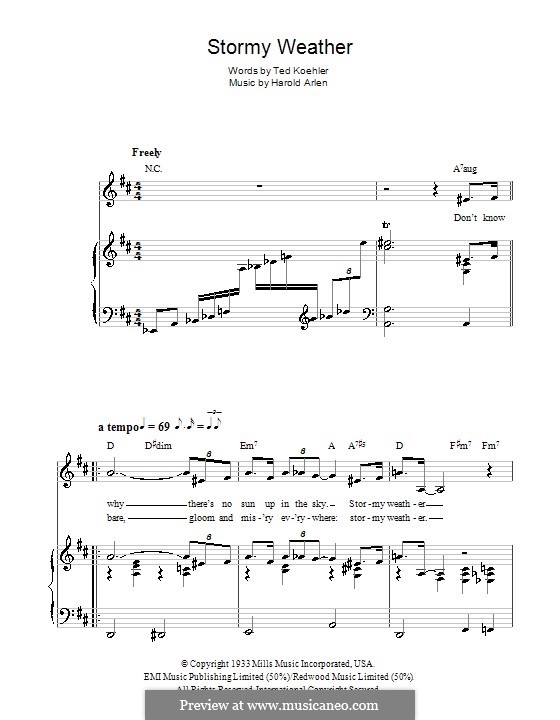 Stormy Weather (Lena Horne): Для голоса и фортепиано (или гитары) by Harold Arlen