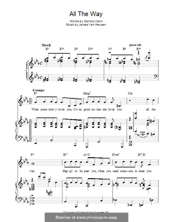 All the Way (Frank Sinatra): Для голоса и фортепиано (или гитары) by Jimmy Van Heusen