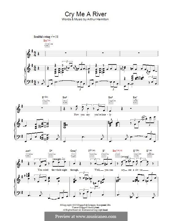 Cry Me a River: Для голоса и фортепиано или гитары (Diana Krall) by Arthur Hamilton