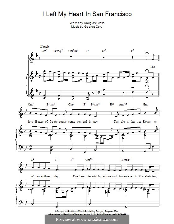 I Left My Heart in San Francisco: Для голоса и фортепиано (или гитары) by George Cory