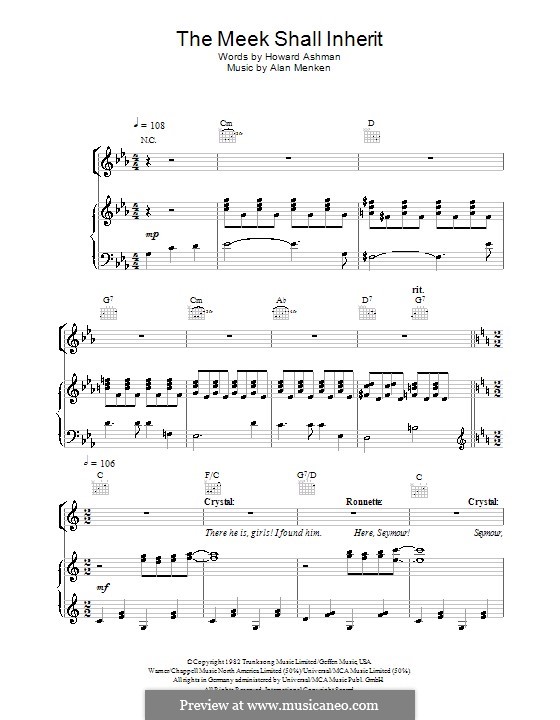The Meek Shall Inherit: Для голоса и фортепиано (или гитары) by Alan Menken