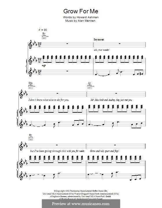Grow for Me: Для голоса и фортепиано (или гитары) by Alan Menken