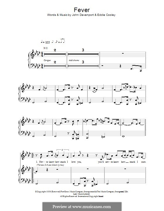 Fever: Для голоса и фортепиано (или гитары) by Eddie Cooley, John Davenport