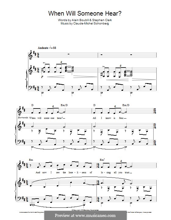 When Will Someone Hear?: Для голоса и фортепиано (или гитары) by Claude-Michel Schönberg