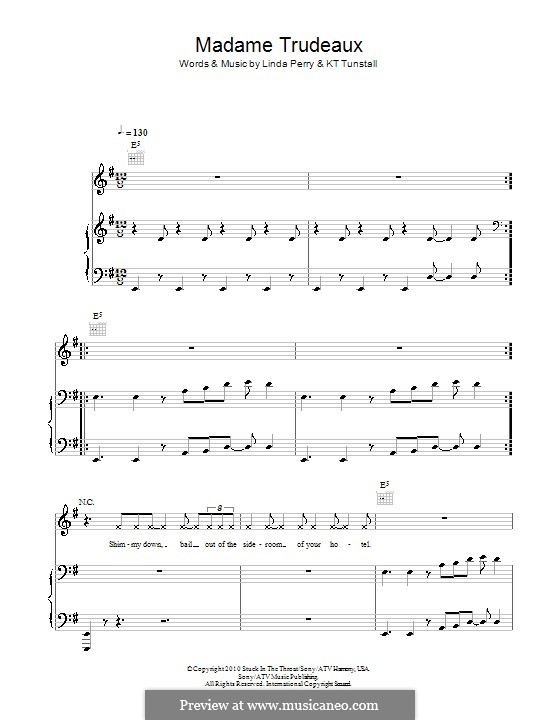 Madame Trudeaux: Для голоса и фортепиано (или гитары) by KT Tunstall, Linda Perry