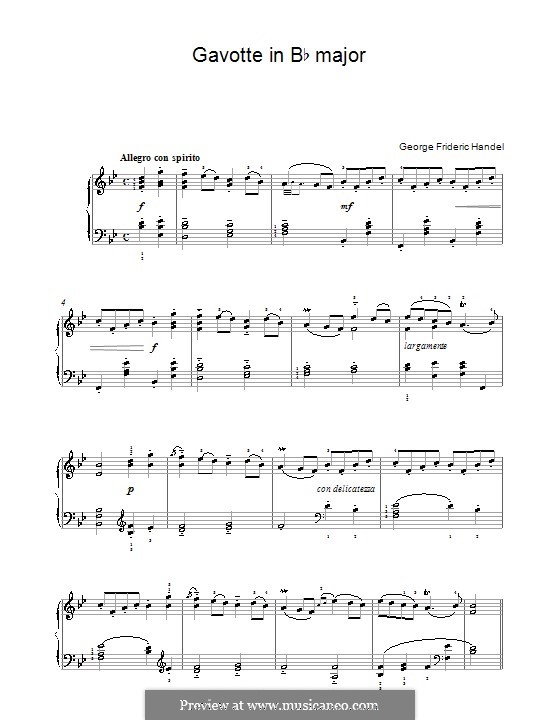 Оттон, король Германии, HWV 15: Гавот. Версия для фортепиано by Георг Фридрих Гендель