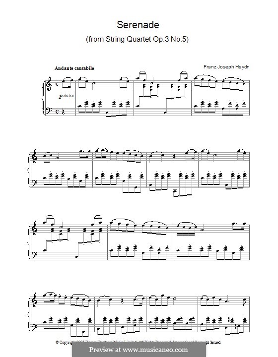 Струнный квартет фа мажор, Hob.III/17 Op.3 No.5: Часть II. Версия для фортепиано by Йозеф Гайдн