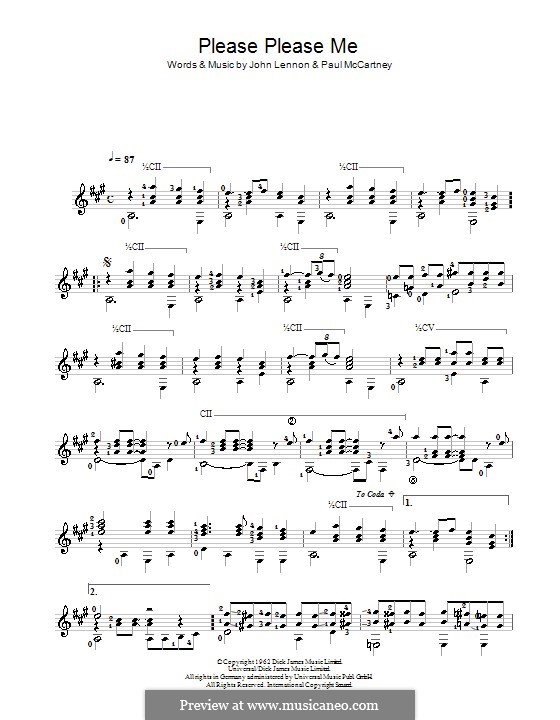 Please Please Me (The Beatles): Для гитары (A Major) by John Lennon, Paul McCartney