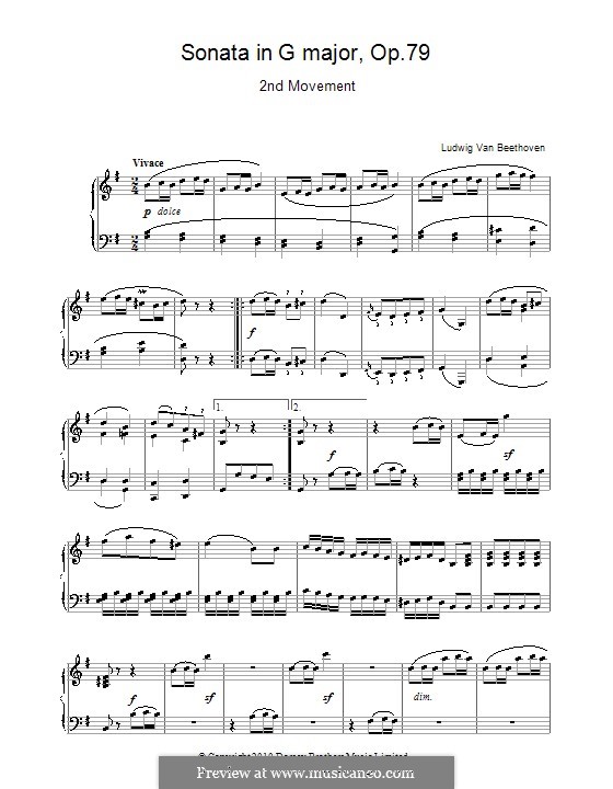 Соната для фортепиано No.25, Op.79: Часть II by Людвиг ван Бетховен