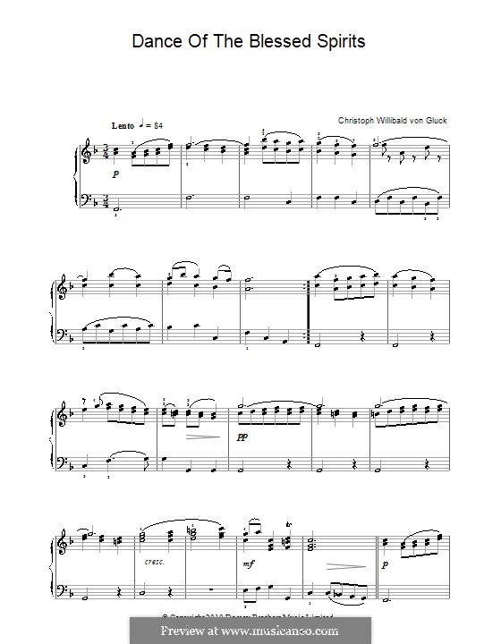 Танец блаженных духов: Для фортепиано by Кристоф Виллибальд Глюк