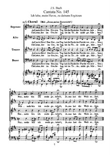 Ich lebe, mein Herze, zu deinem Ergötzen, BWV 145: Клавир с вокальной партией by Иоганн Себастьян Бах