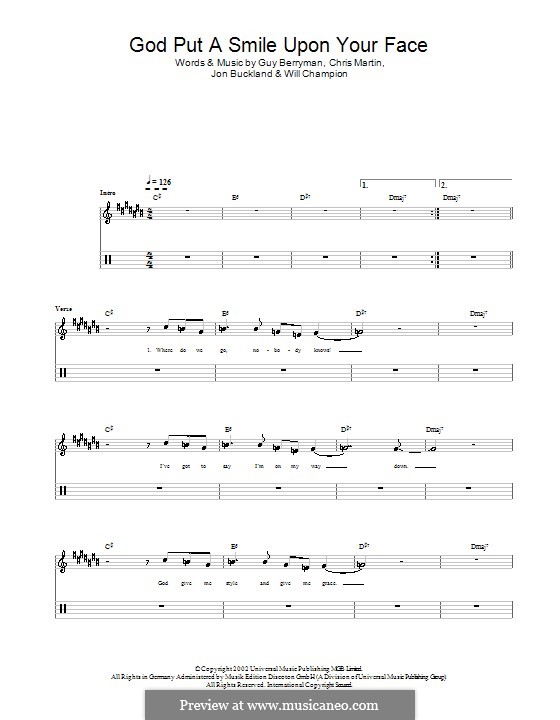 God Put a Smile upon Your Face (Coldplay): Для ударных by Chris Martin, Guy Berryman, Jonny Buckland, Will Champion