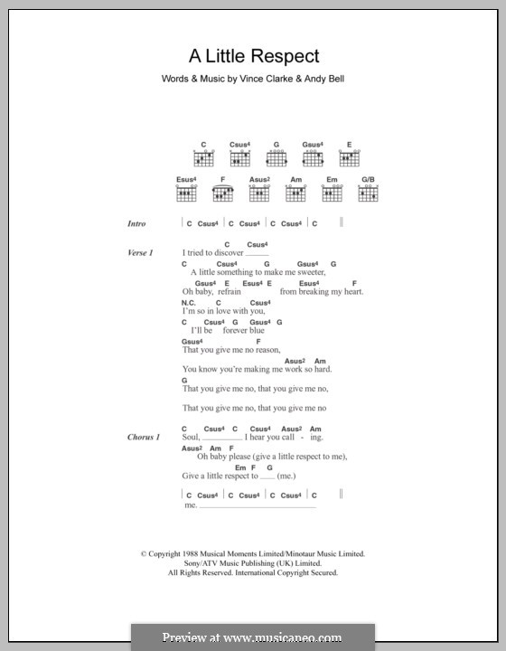 A Little Respect (Wheatus): Текст, аккорды by Andy Bell, Vince Clarke
