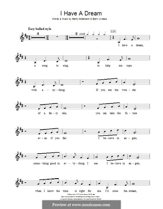 I Have a Dream (ABBA): Для кларнета by Benny Andersson, Björn Ulvaeus