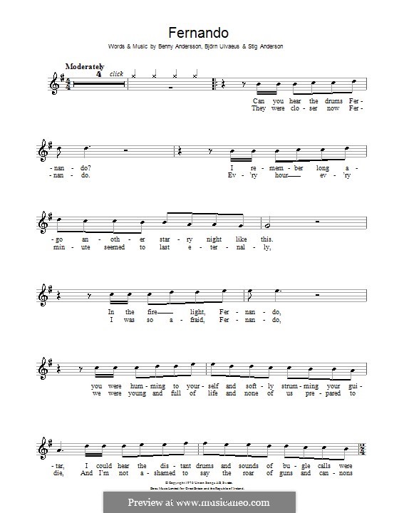 Fernando (ABBA): Для флейты by Benny Andersson, Björn Ulvaeus, Stig Anderson