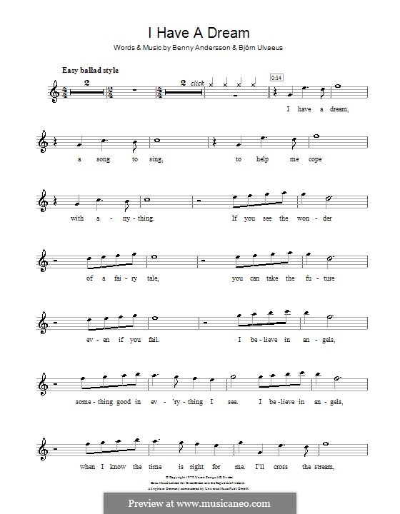 I Have a Dream (ABBA): Для флейты by Benny Andersson, Björn Ulvaeus