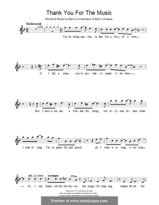 Thank You for the Music (ABBA): Для блокфлейты by Benny Andersson, Björn Ulvaeus