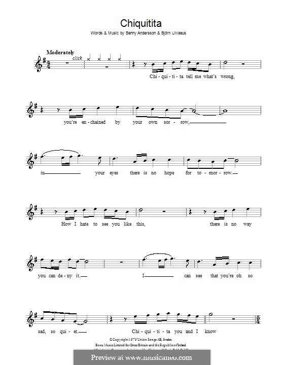 Chiquitita (ABBA): Для блокфлейты by Benny Andersson, Björn Ulvaeus