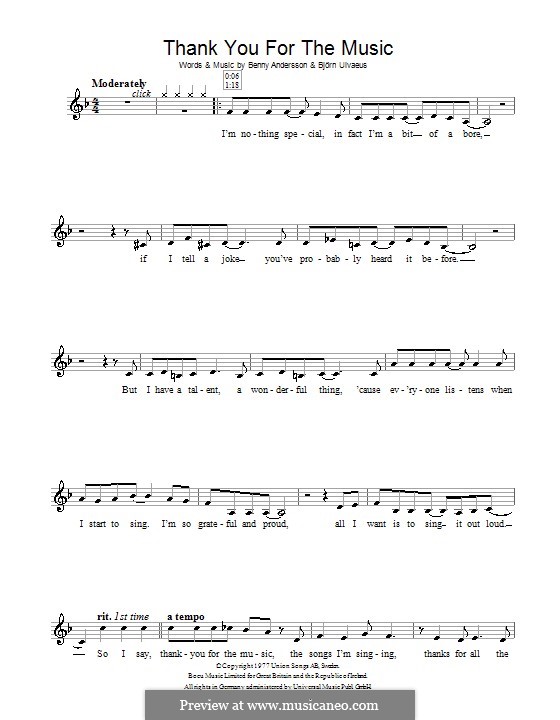 Thank You for the Music (ABBA): Для скрипки by Benny Andersson, Björn Ulvaeus