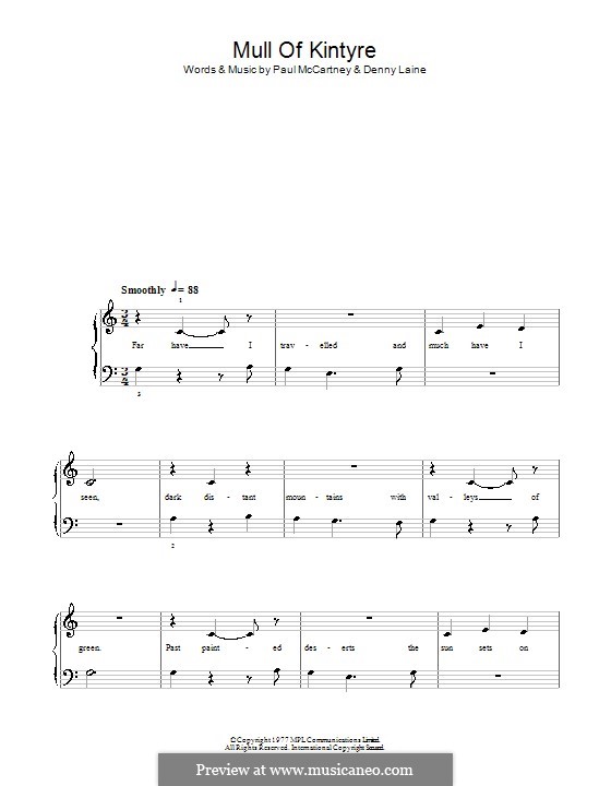 Mull of Kintyre (Wings): Для фортепиано (легкий уровень) by Denny Laine, Paul McCartney