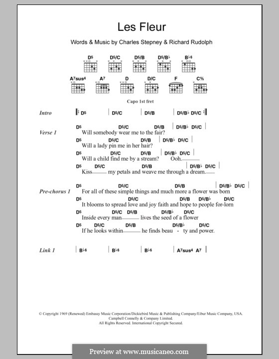 Les Fleur: Lyrics and chords (Minnie Riperton) by Charles Stepney, Richard Rudolph