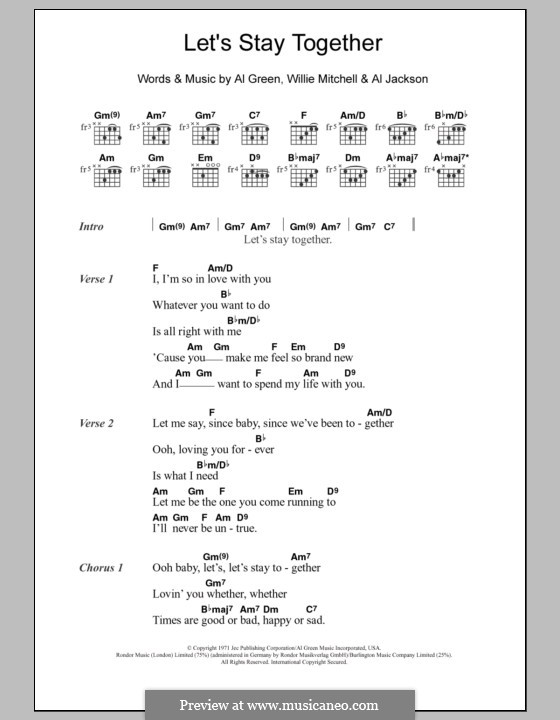 Let's Stay Together: Текст, аккорды by Willie Mitchell, Al Jackson Jr.
