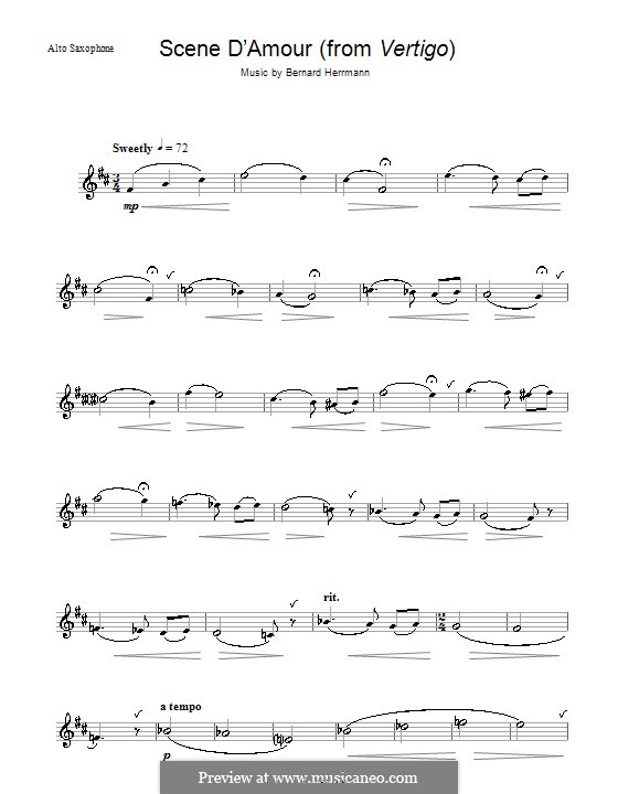 Scene d'Amour (from Vertigo): Для альтового саксофона by Bernard Herrmann