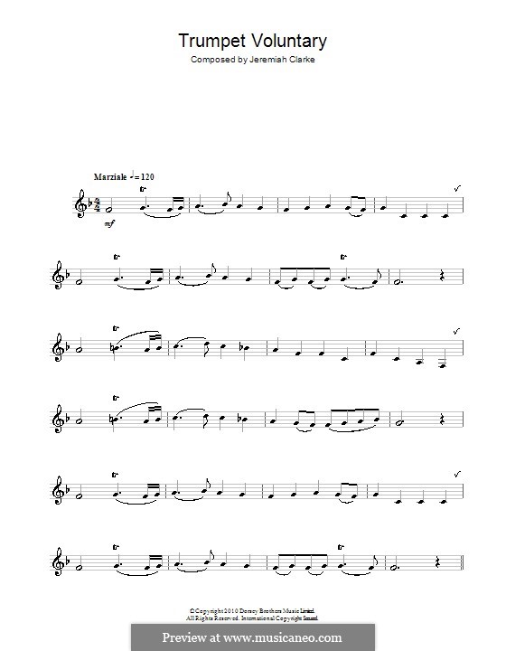 Prince of Denmark's March (Trumpet Voluntary), printable scores: Для саксофона by Джереми Кларк