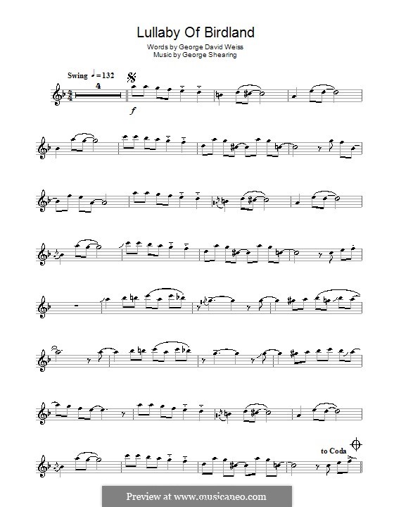 Lullaby of Birdland (Ella  Fitzgerald): Для тенорового саксофона by George Shearing