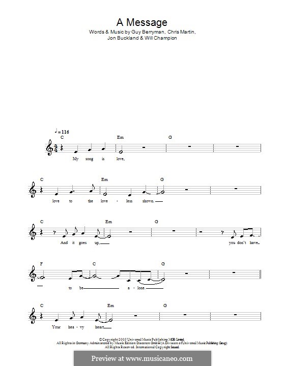 A Message (Coldplay): Мелодия, текст и аккорды by Chris Martin, Guy Berryman, Jonny Buckland, Will Champion
