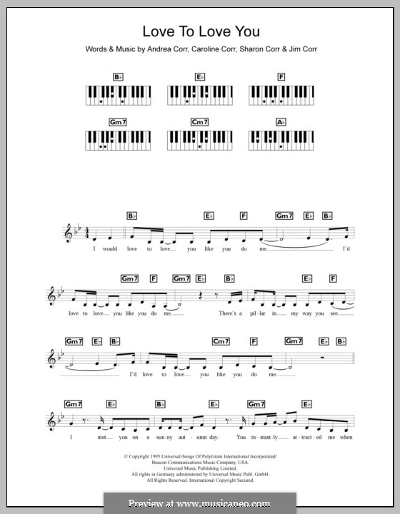 Love to Love You (The Corrs): Для клавишного инструмента by Andrea Corr, Caroline Corr, Jim Corr, Sharon Corr