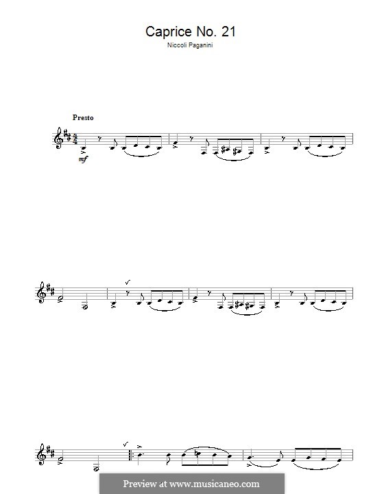 Двадцать четыре каприса, Op.1: Каприс No.24, для кларнета by Никколо Паганини
