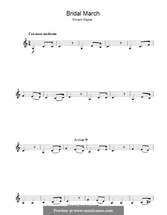 Bridal Chorus (Printable Scores): Для кларнета by Рихард Вагнер