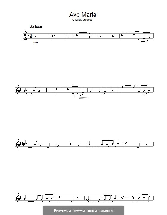 Ave Maria (Printable Sheet Music): Для флейты by Иоганн Себастьян Бах, Шарль Гуно