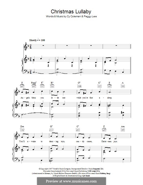 Christmas Lullaby: Для голоса и фортепиано (или гитары) by Cy Coleman, Peggy Lee