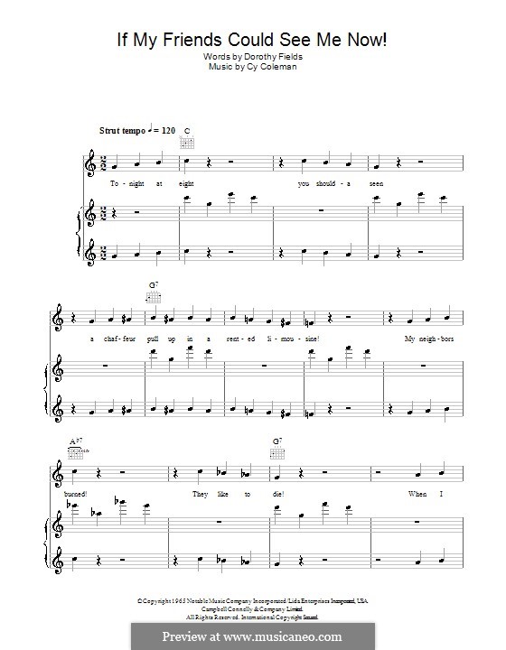 If My Friends Could See Me Now (from Sweet Charity): Для голоса и фортепиано (или гитары) by Cy Coleman